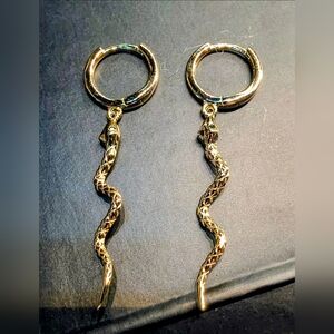 Gold Snake Hoop Earrings 14k Plated Statement Jewelry